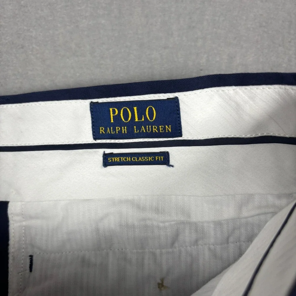 Polo Ralph Lauren Mens Chino Shorts Size 34 Navy Blue Stretch Classic Fit Flat